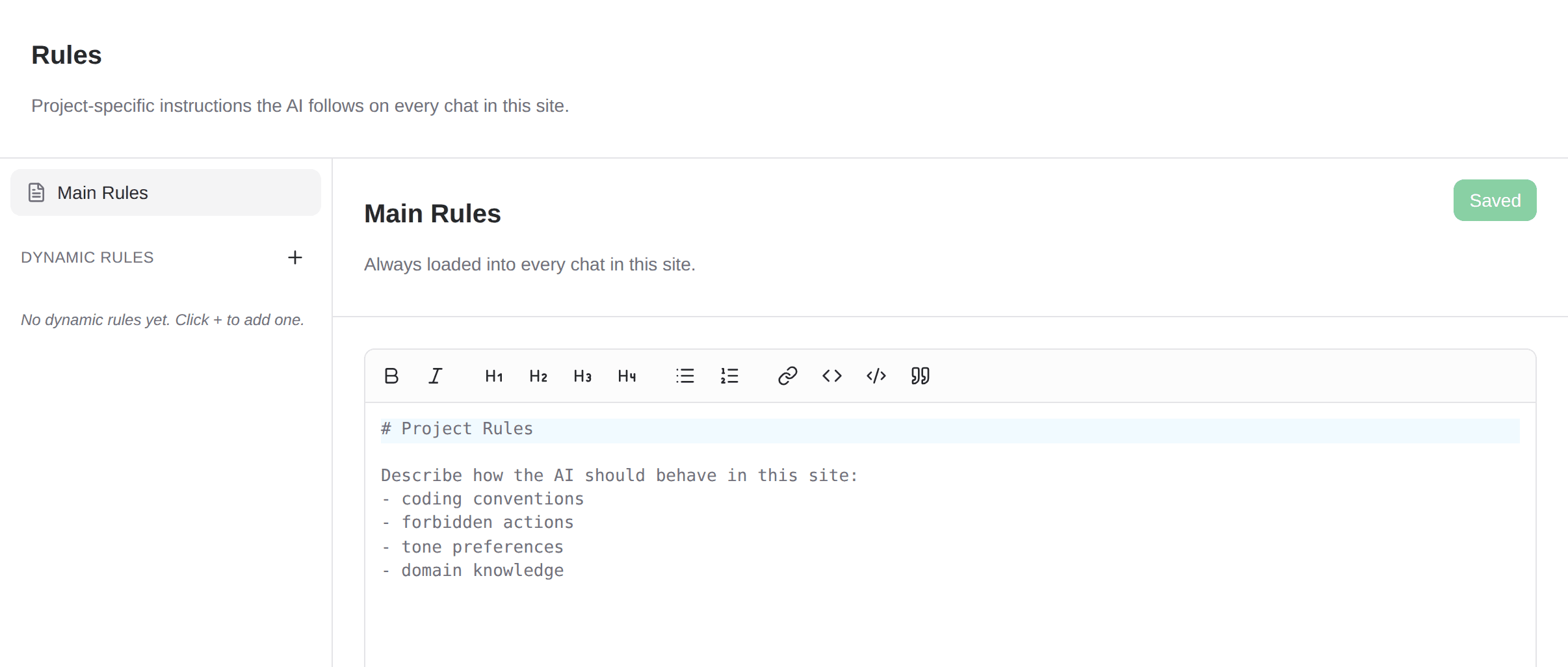 The WP Godmode Rules screen with a Main Rules editor and Dynamic Rules